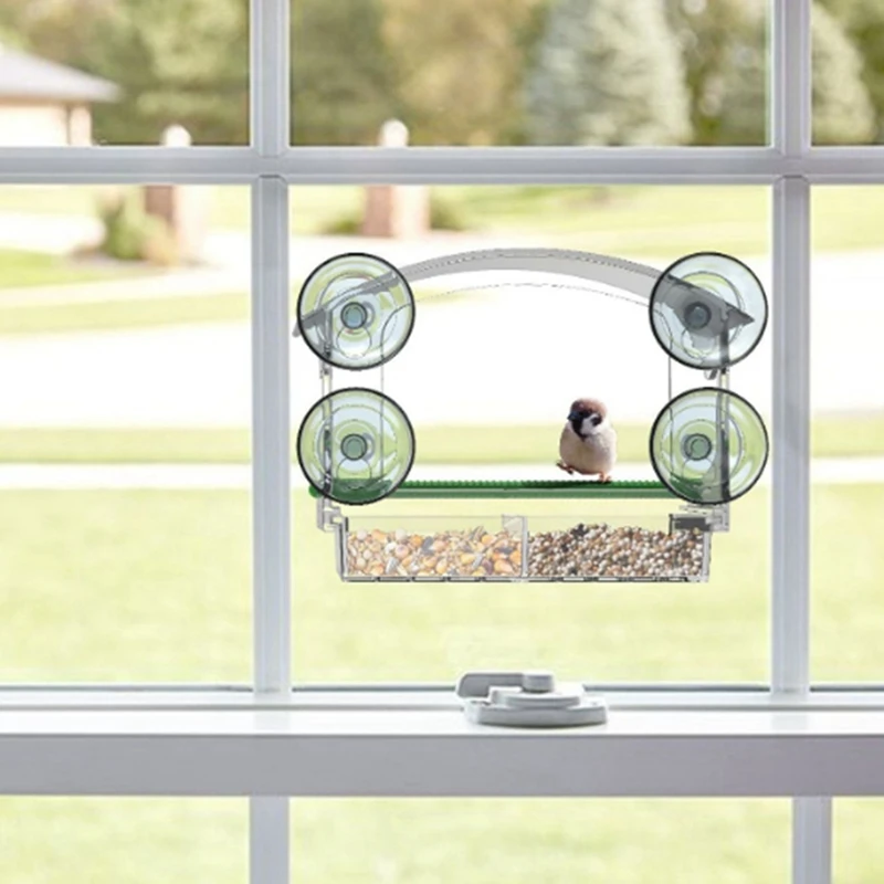 Bird Feeder Acrylic Transparent Window Bird Feeder Tray Bird House Pet Feeder Suction Cup Installation House Type Feeder