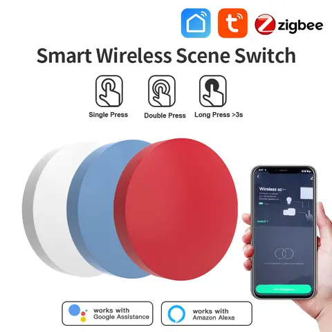Tuya Zigbee Smart Wireless Button Switches Smart Life Intelligent Scene Linkage Switch Support Google Home Alexa Voice Control