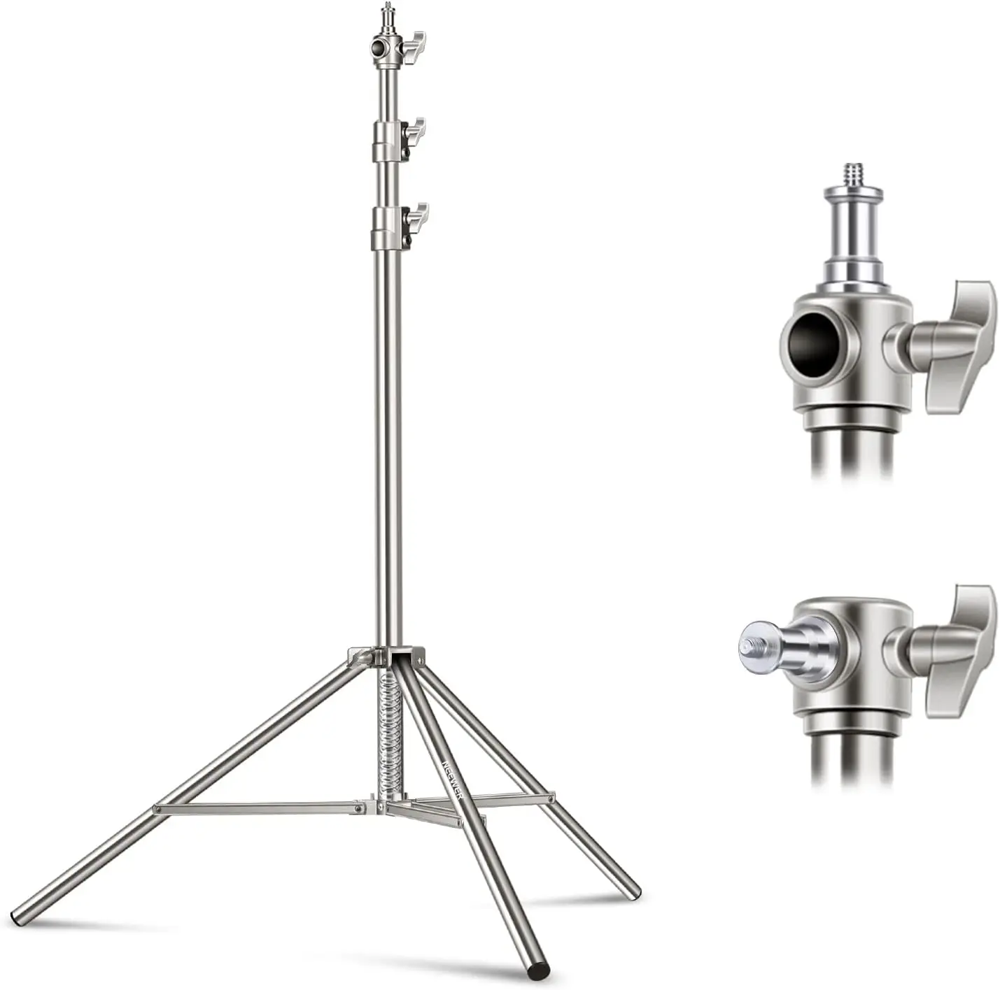 

Heavy Duty 7.2ft Stainless Steel Photography Light Stand with Spring Cushion & Universal Adapter for Studio Lighting