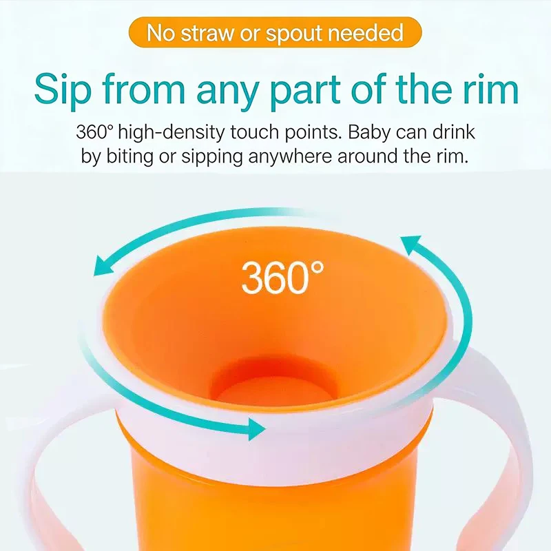 Baby Learning Drinking Cup 360 Degrees Rotated Baby Water Cups Double Handle Flip Lid Leakproof Infants Water Cups Bottle