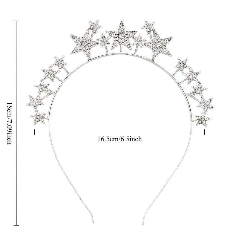 Star Diamond Tiara Headband,All Seasons,Sparkling Star Design,Luxurious Elegant,Perfect for Glam Looks,Statement Accessory