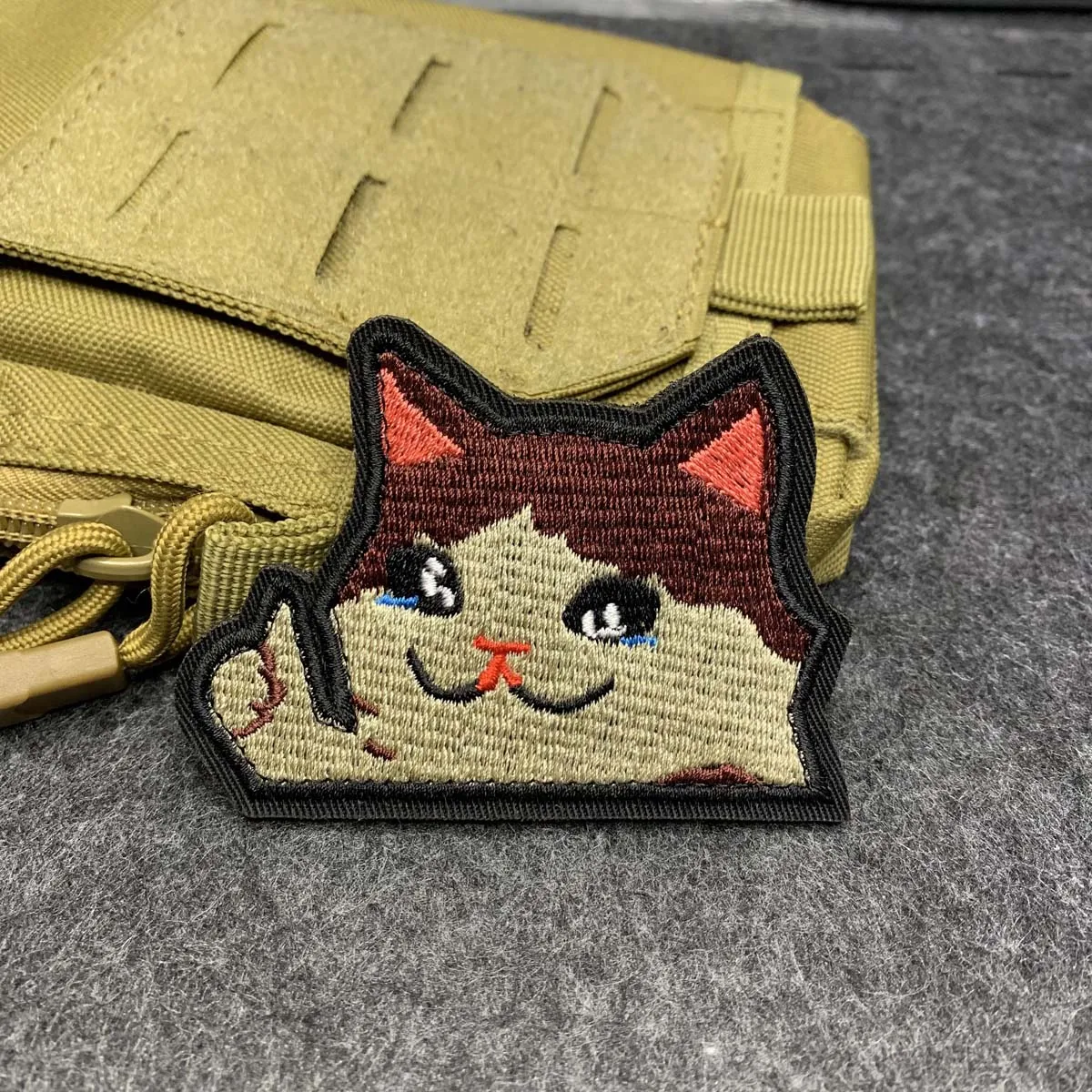 cute cat cries but is strong. morale badge Hook and loop Embroidered patch for decorating clothes, backpack, hat, gift
