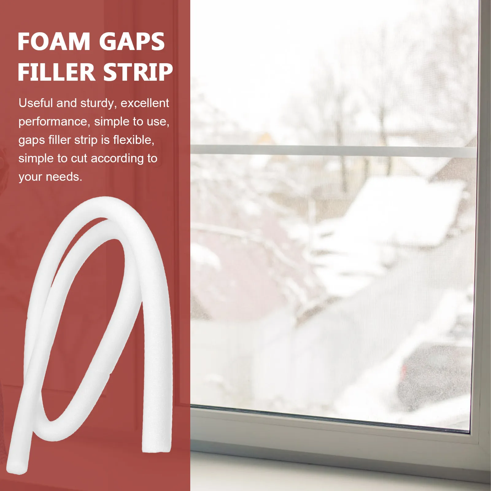 Foam Gaps Filler Strip Round Shape Flexible Easy to Cut Soft Comfortable High Density Sealing Strip for Door Window Wall - view 2