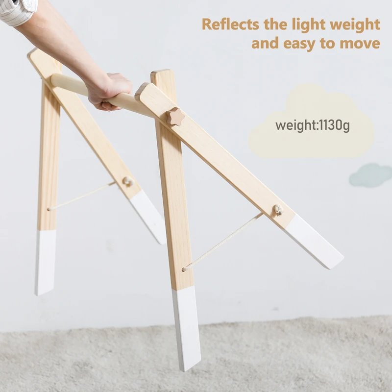 1 Set Of Wooden Baby Fitness Stand Toy Children Mobile Hanging Sensory Toys Kids Sports And Fitness Game Accessories Baby Gifts