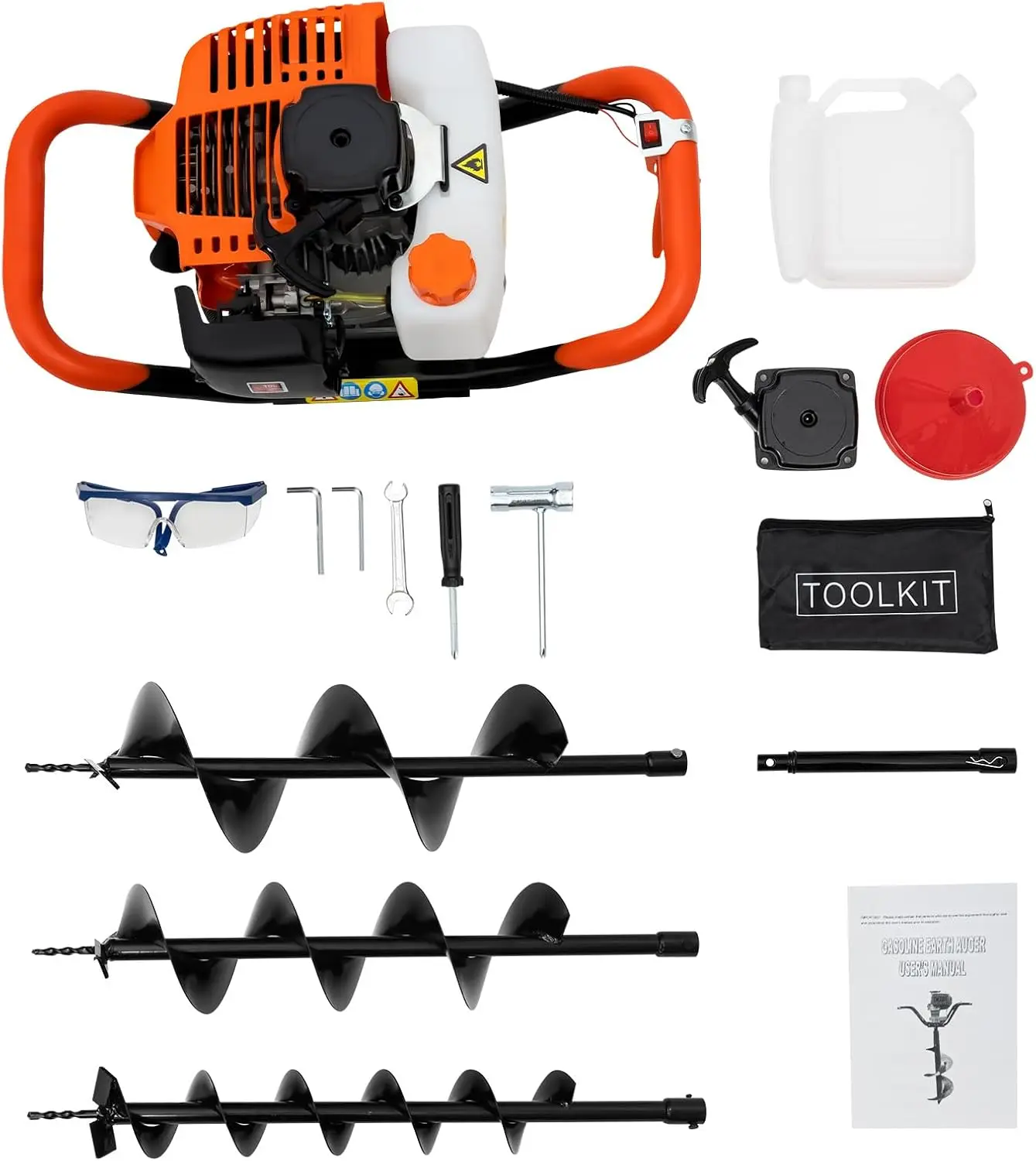 2.3 Gas Powered Post Hole Digger,Borer Fence Ground Drill,52Cc Engine W/Earth Auger Drill Bit 4