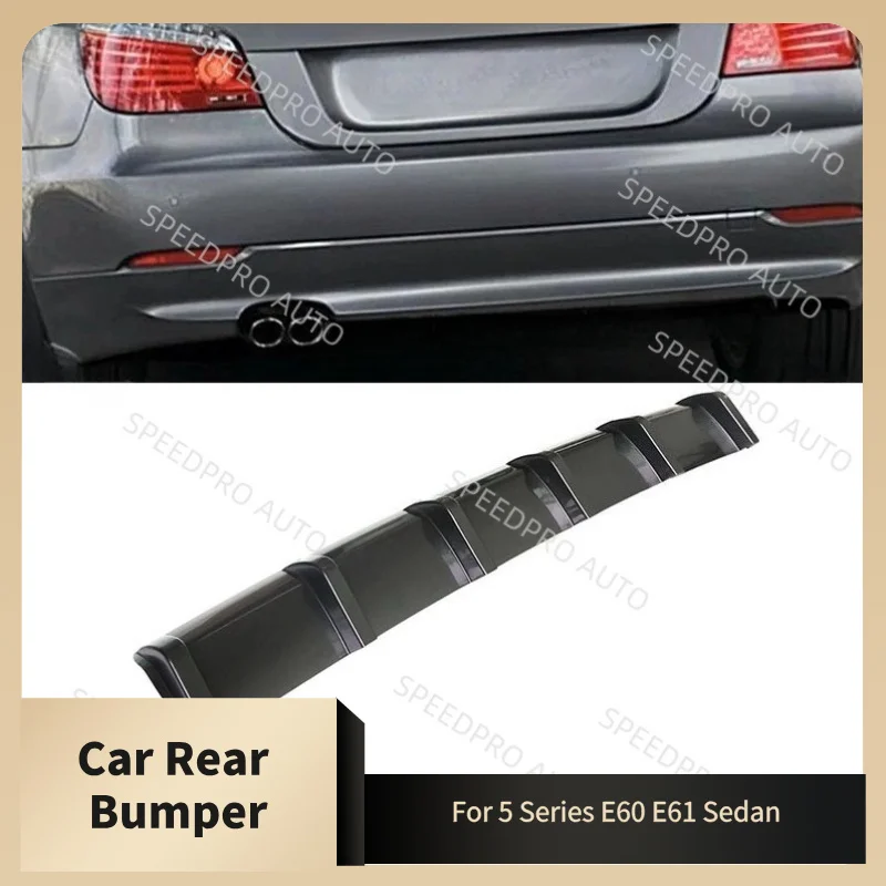 Car Rear Bumper Diffuser Lip For 5 Series E60 E61 Sedan Splitter 6-Fins Shark Spoiler Wing Scratch Protector Body Kit Black