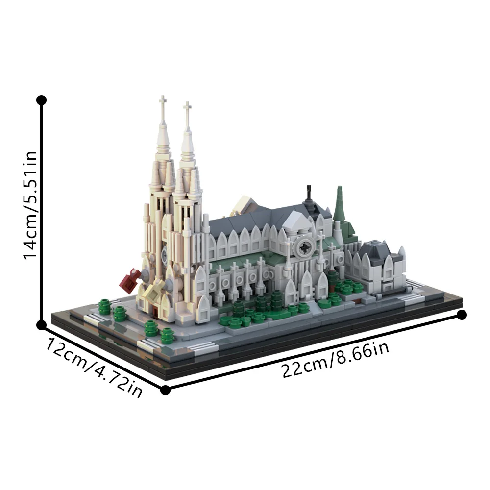 MOC St. Patricks Kathedraal 1:800 Bouwstenen Model Beroemde Europese Stijl Architectuur Bricks Gemonteerd Speelgoed voor Kinderen Gift