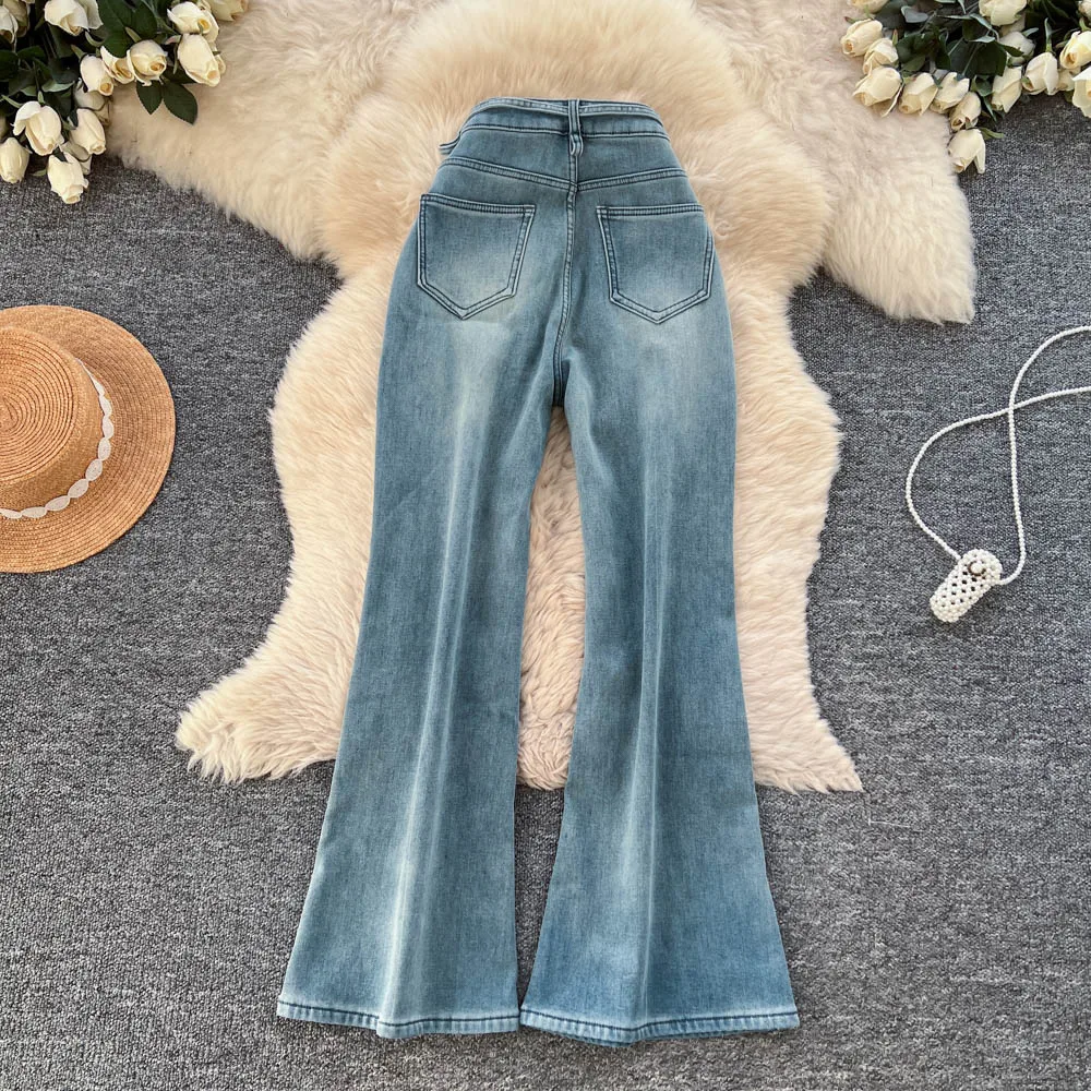 Chic Casual Donna Fasce eleganti Pantaloni vintage a vita alta Moda autunno Femme Abbigliamento donna