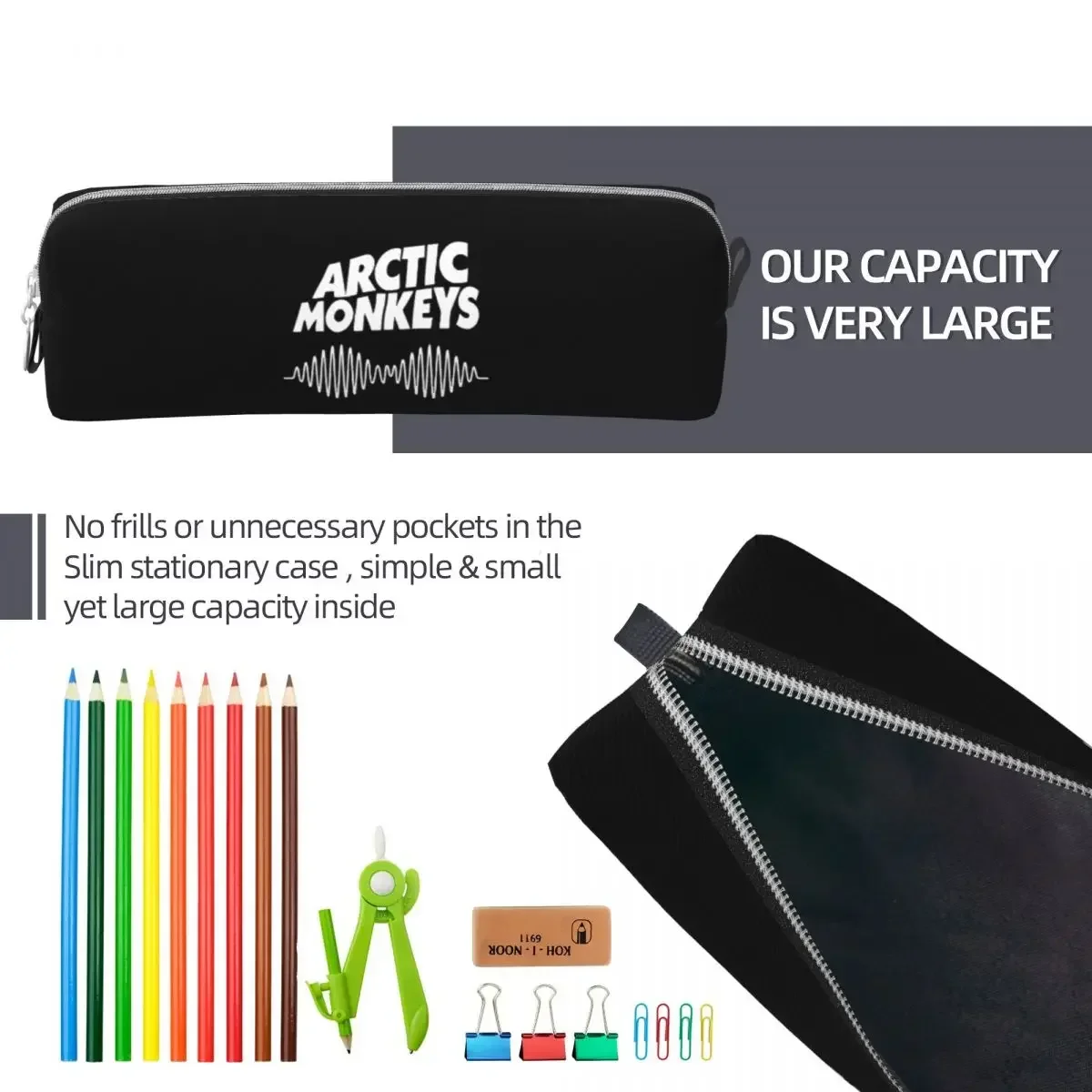 Fashion Rock Music Album Band Pencil Cases Arctic Monkeys Pencil Box Pen Kids Big Capacity Bag Office Zipper Stationery