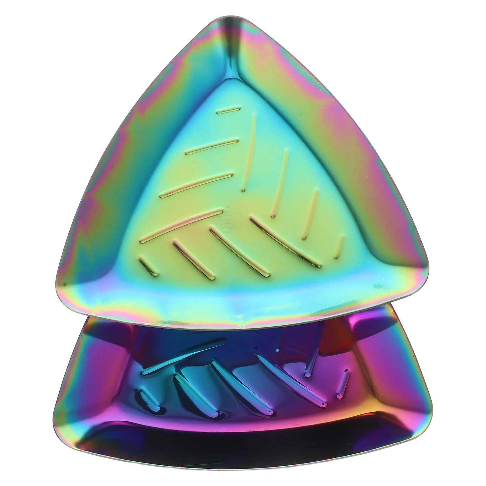 

2pcs Stainless Steel Tray Triangle Jewelry Dish For Women Decorative Vanity Organizer Ring Earring Storage Trinket Holder Small