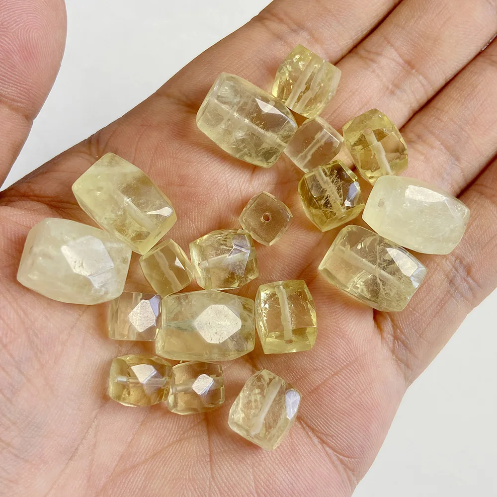 Natural Raw Mineral Stone Beads Square Shape Bead Citrine Quartz Reiki Healing Beads For Jewelry Making DIY Necklace Bracelet