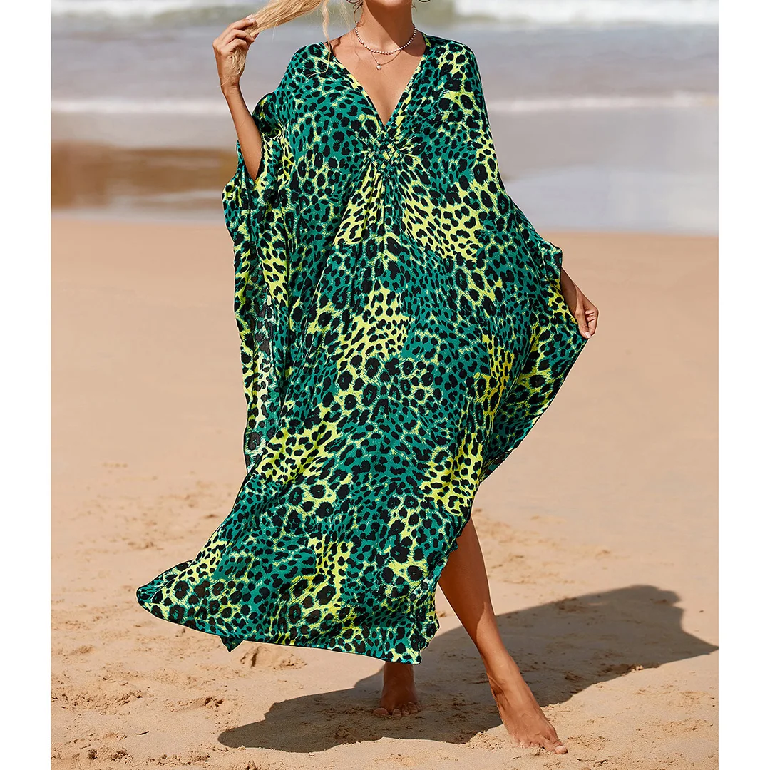 Sexy Tunika mit Zebra-Muster und V-Ausschnitt, Strandkleid, Strandmode, langes Strandkleid für Damen, V4159 – Detail 37
