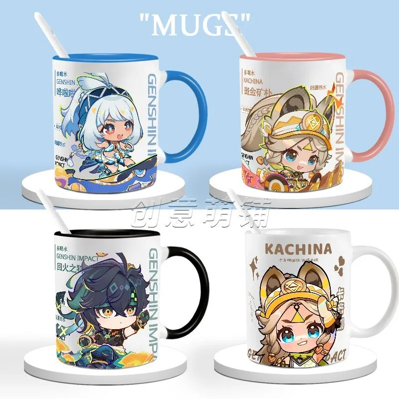 

Anime Game Genshin Impact Cosplay Kinich Kachina Mualani Cup Ceramic Print Coffee Milk Tea Juice Mug Cups