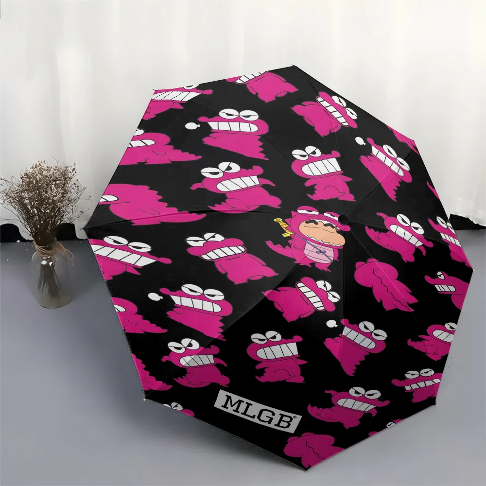 

Полностью автоматический складной зонт с розовым принтом динозавра Crayon Shin-chan, водонепроницаемый, ветрозащитный, с защитой от ультрафиолета, для путешествий на открытом воздухе