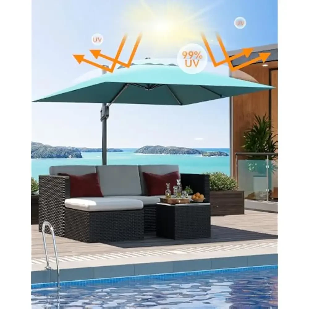 

10' X 10' Large Cantilever Patio Umbrella, Heavy Duty Aluminum Cantilever Offset Outdoor Umbrella w/360-Degree Rotation