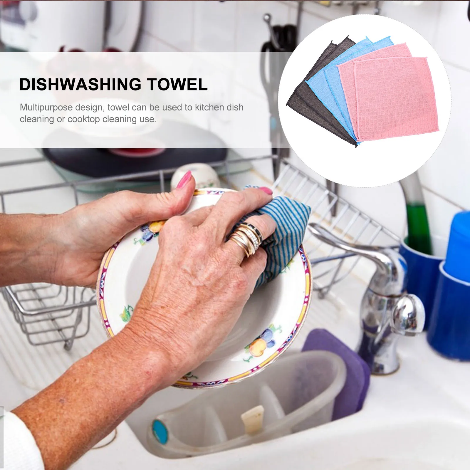 

6pcs Dishwashing Towel Reusable Kitchen Cleaning Cloth Oil Resistant Ultrafine Fiber Versatile For Cooktop Utensils Scouring