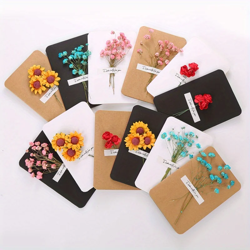 4PCS/12PCSDried flower greeting card retro blank small card christmas thank you greeting card creative DIY birthday card view 5