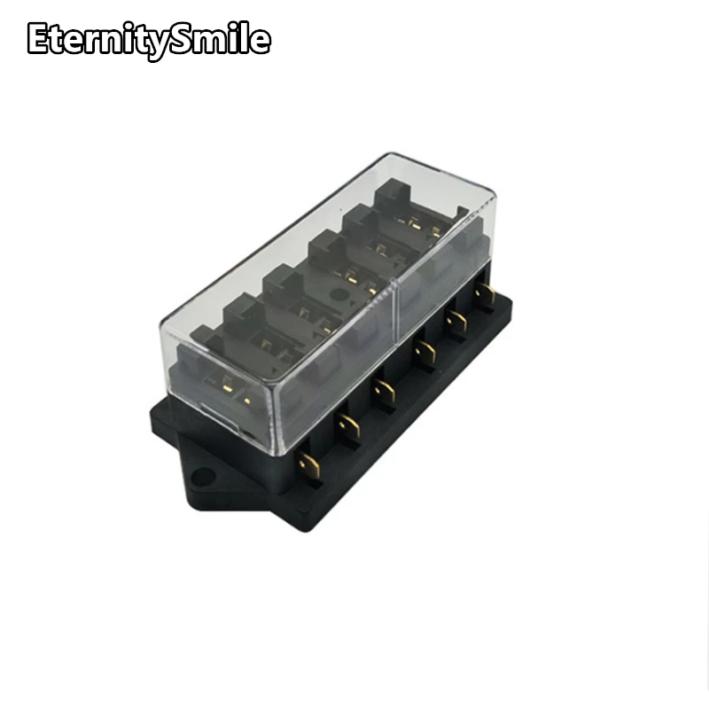 Type 12 PINS Box Low Voltage Nylon CU 2-40A/32V Car Circuit Blade 6 Way Fuse Holder With Cover