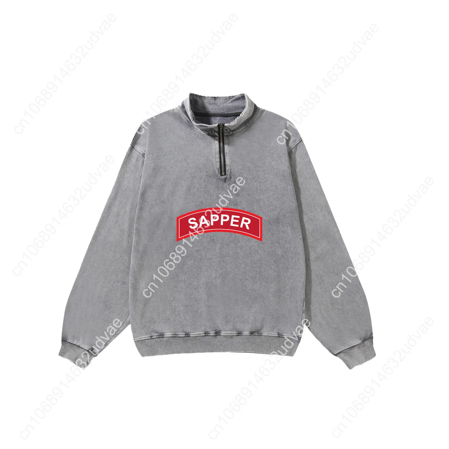 เสื้อสเวตเชิ้ต Sapper Retro สำหรับผู้ชาย ผู้หญิง วัยรุ่น สไตล์วินเทจ แบบสวมหัว มีซิปครึ่งตัว เสื้อสเวตเชิ้ตแบบมีรูปภาพสั่งทำพิเศษ เสื้อยืดแขนยาว