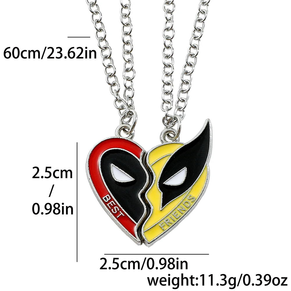 Marvel Deadpool & Wolverine Necklace Fashion Metal Deadpool & Wolverine Neck Chain For Friends Party Jewelry Gifts