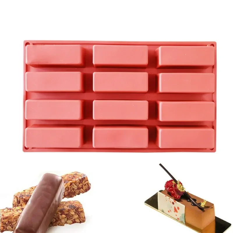 12Cavity Silicone Protein Bars Mold Rectangle Granola Bar Baking Tool Mould Silicone Mold French Cake Mold Dessert Tool