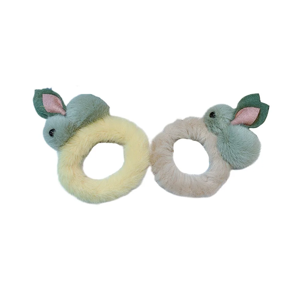 

2Pcs Rabbit Hair Ring for Women Girls Bright Color Hair Ties Set Premium Material Ponytail Holders Daily Wear Accessories
