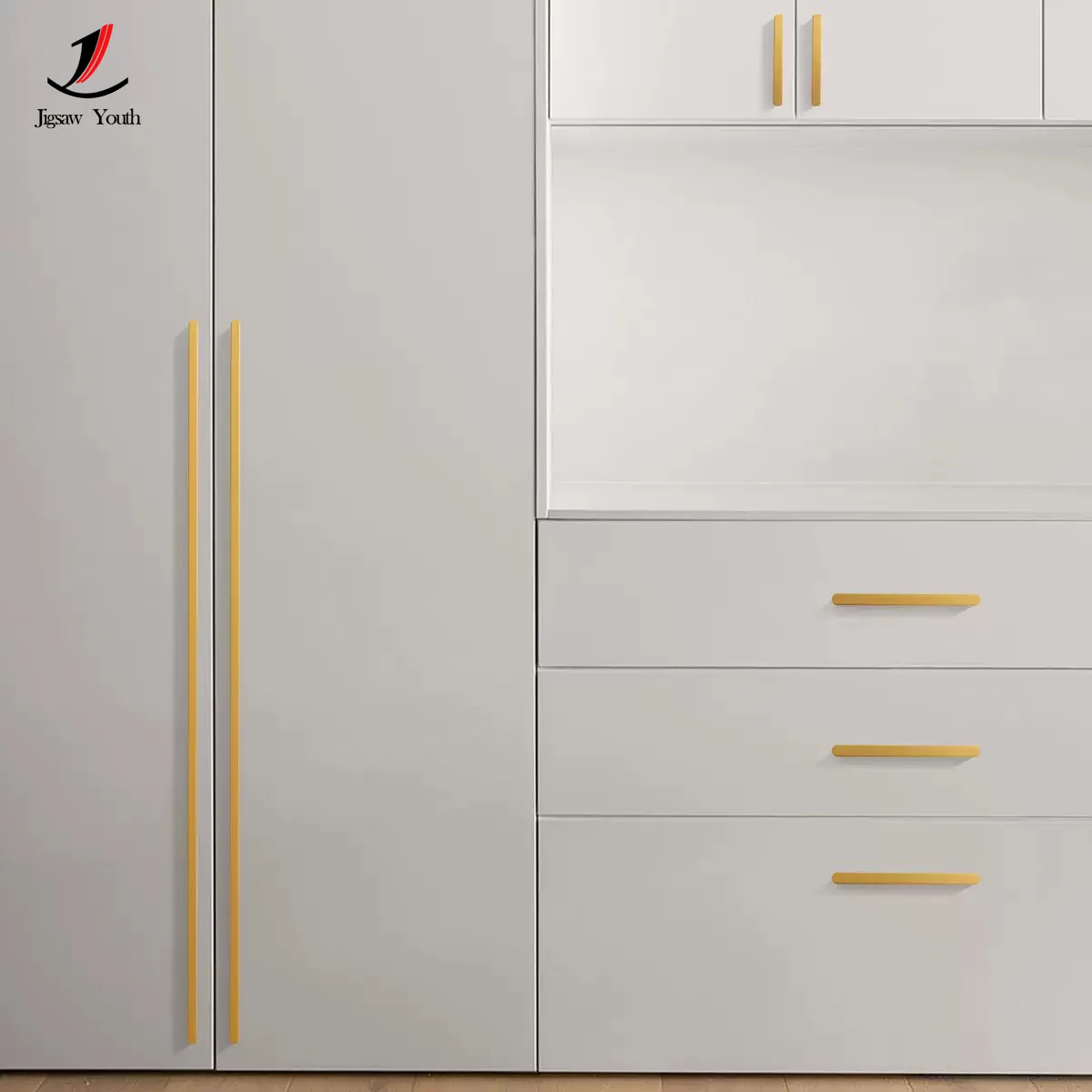 Manija de puerta de gabinete de manija de oro negro Simple moderna de 80MM-338MM manija de puerta de gabinete de lujo ligera europea herrajes para muebles