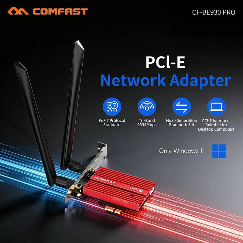 adaptateur-wifi-usb-tri-bande-comfast-wifi-7-6500-mbps-24-58-6-ghz-bluetooth-54-9334-mbps-carte-reseau-sans-fil-pci-e-sans-pilote