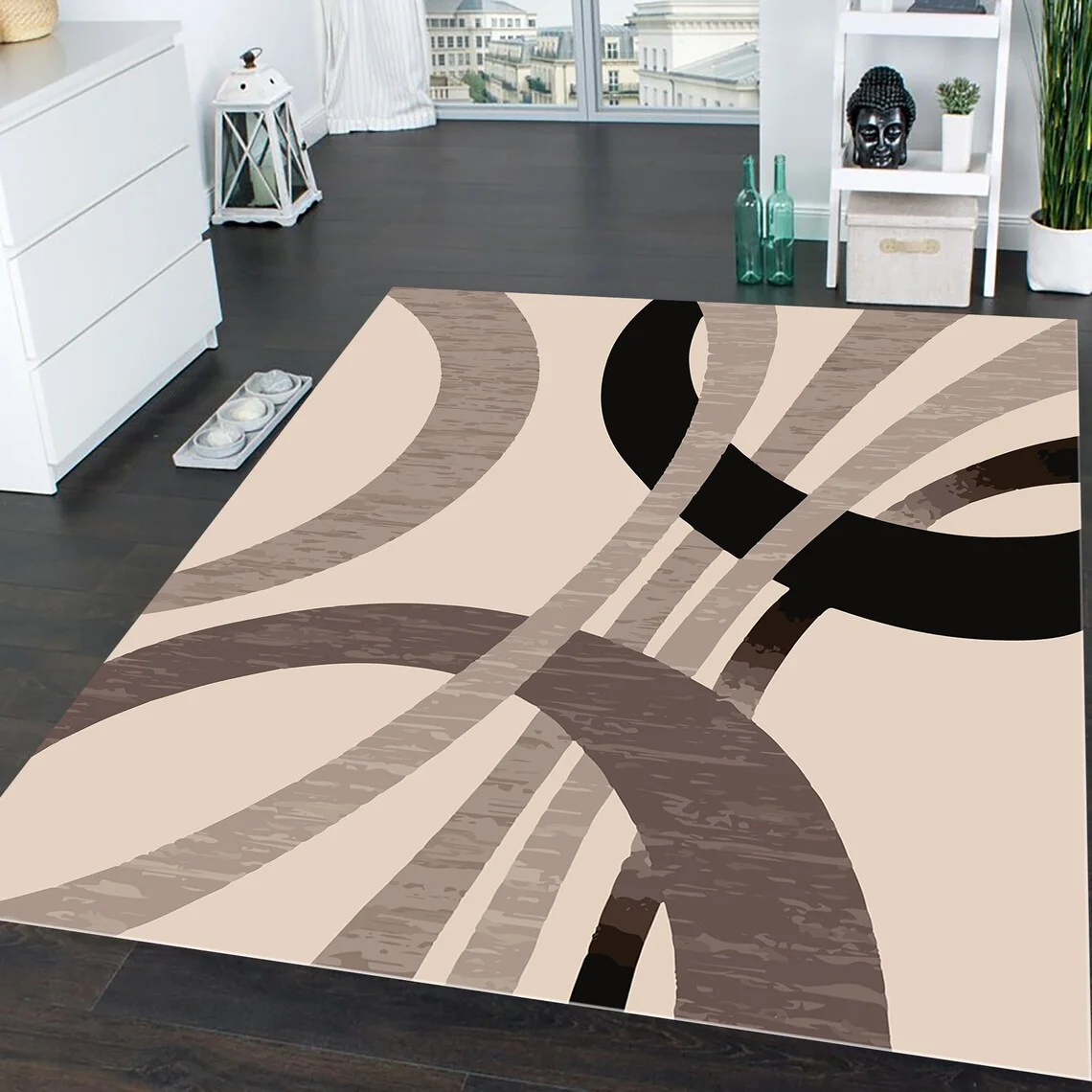 Moderne geometrische Teppiche, rutschfest, maschinenwaschbar, Teppich, Schlafzimmer, Wohnzimmer, Badezimmer, Schlafsäle, Bodenmatte