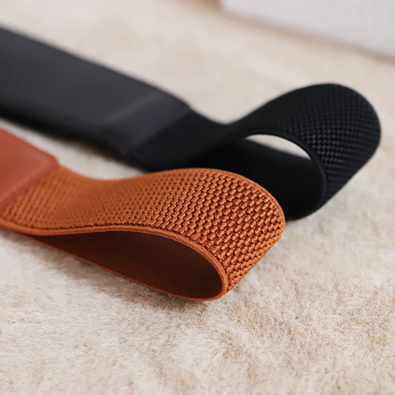 دوامة الذهب اللون مشبك أحزمة الخصر لسيدة الصينية عقدة تصميم Cummerbunds الأسود مطاطا بو الجلود الخصر ختم الهدايا #5