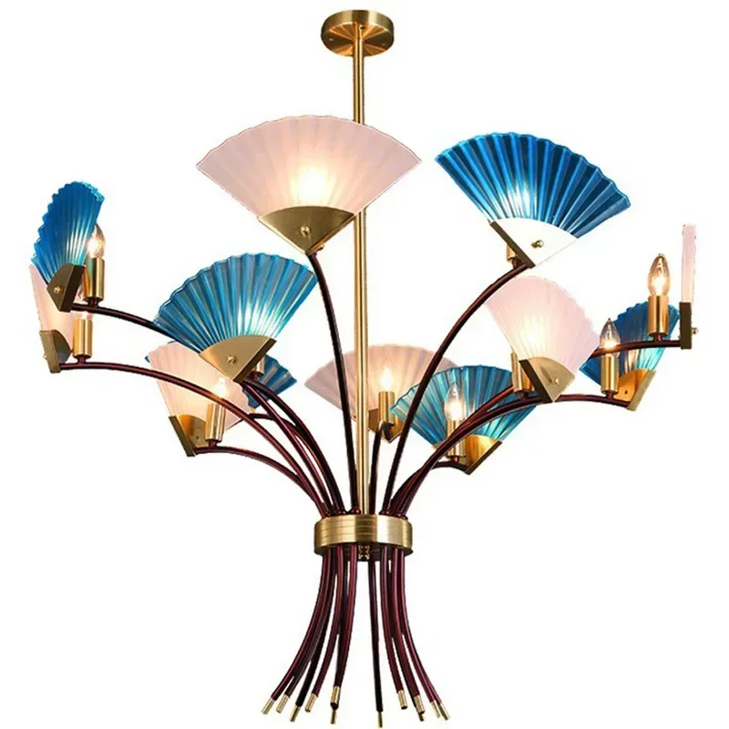 Postmodern new Chinese fashion creative restaurant living room bedroom teahouse model room project fan chandelier