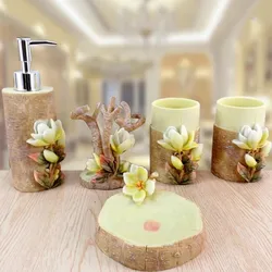Bathroom Accessories Five-piece Set Glass Mouth Cup Resin Tothbrush Holder Couple Wash Kit Bathroom Supplies