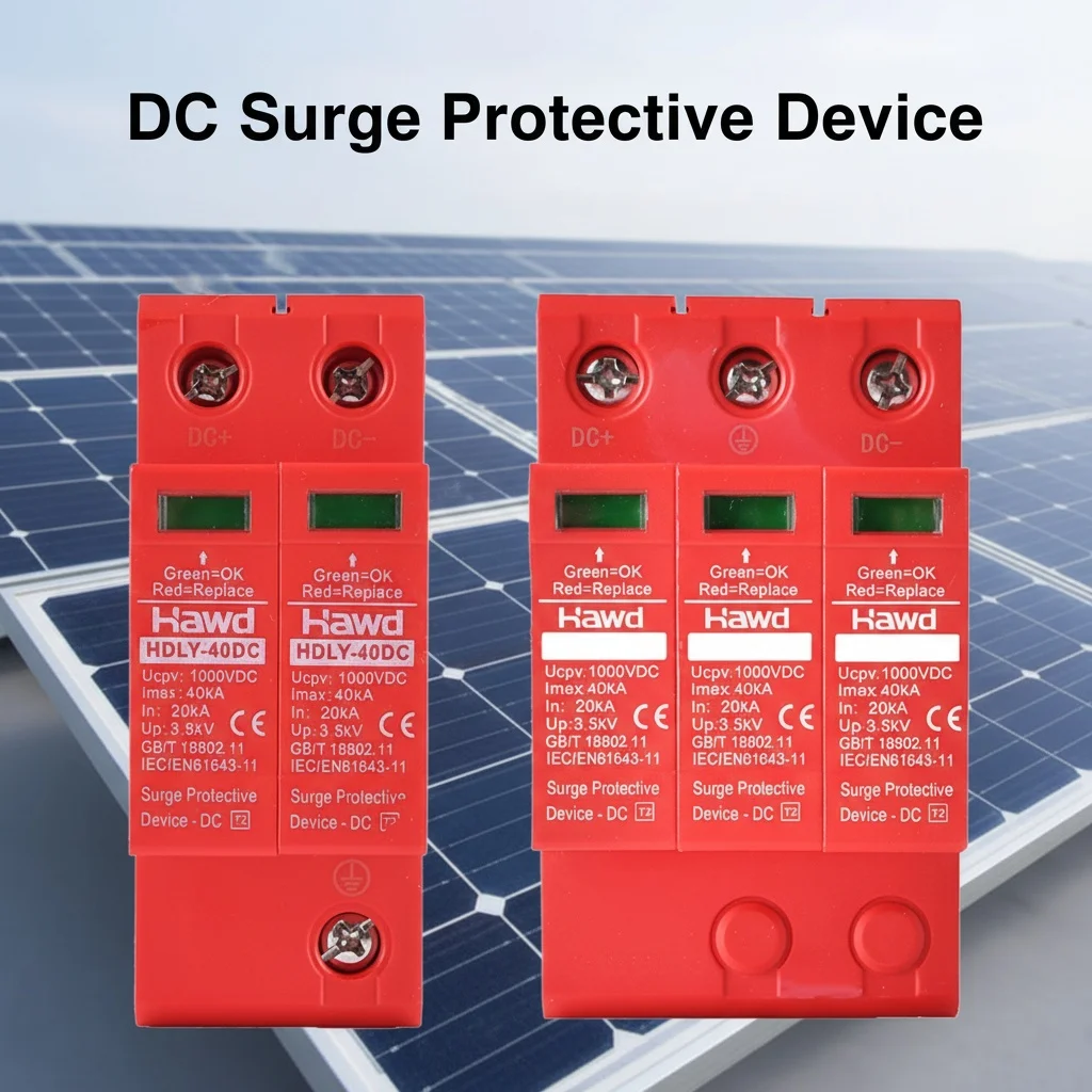 

DC SPD Surge Protective Device 2P 40KA 60KA 600V 800V 1000V Voltage Protector Solar PV Photovoltaic Lightning Arrester