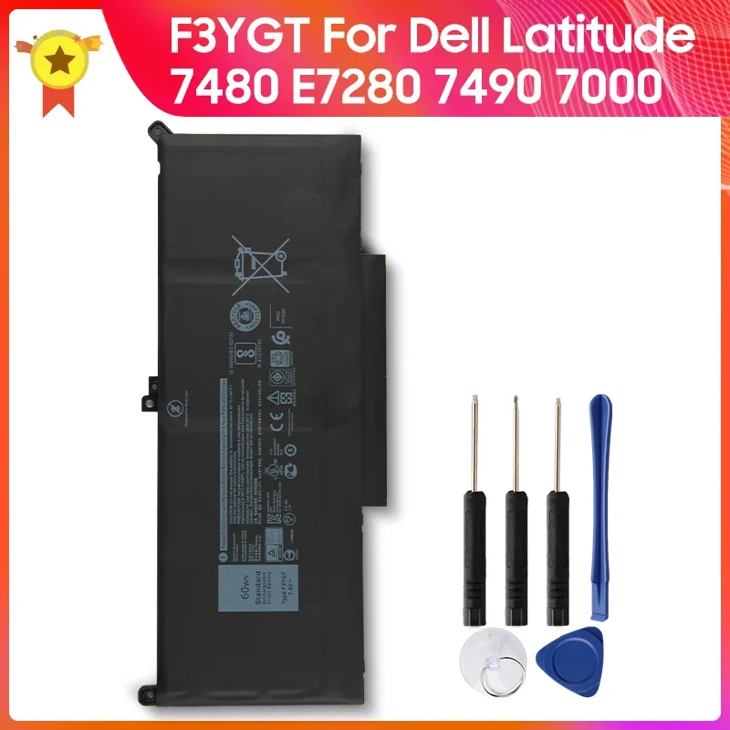 Replacement Battery F3YGT DM3WC 2X39G For Dell Latitude 12 7480 E7280 7000 7490 7280 High Quality Batteries 60Wh With Tool