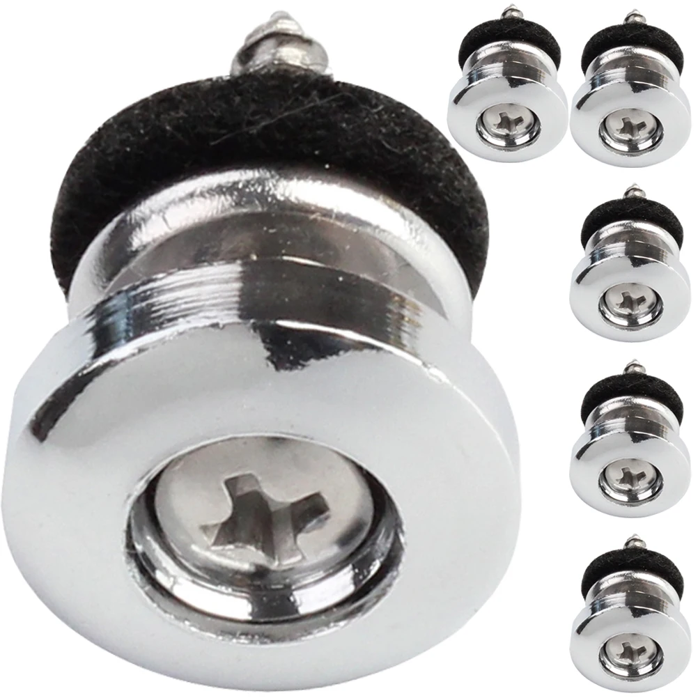 

6 Pcs Guitar Strap Button Bass Buttons Non-slip Locking Round Head Buckle Locks Holder Silver Acoustic