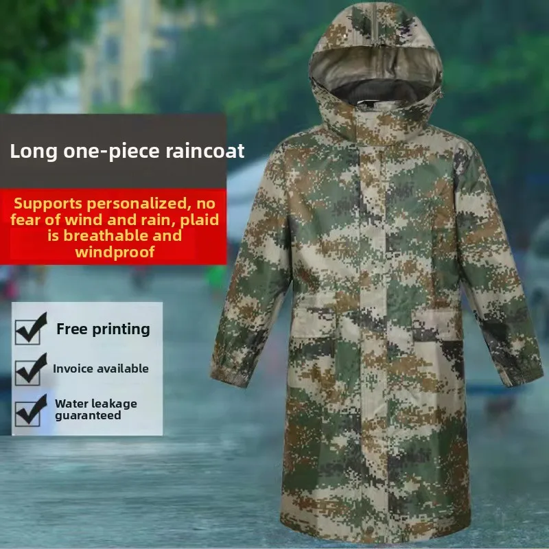 

Camouflage Long Full-body Rainstorm Raincoat Full-body Integrated Rainproof Construction Site Outdoor Waterproof
