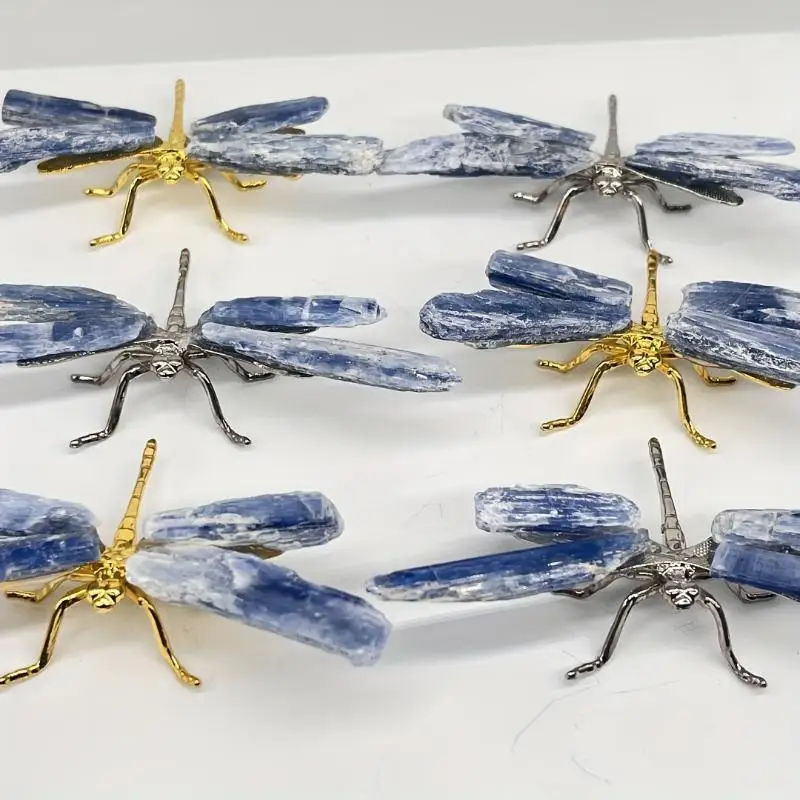 1pc Natural Crystal Kyanite Dragonfly Ornament Stone Animal Home Decoration Holiday Gift Home Decoration