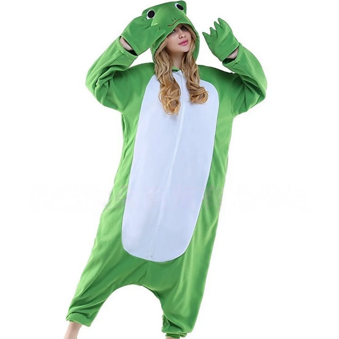 لطيف الأخضر الضفدع منامة الشتاء الكرتون الحيوان المنزل ارتداء قطعة واحدة ثوب النوم المرجان برنس حمام ناعم هدايا عيد الميلاد للنساء الرجال