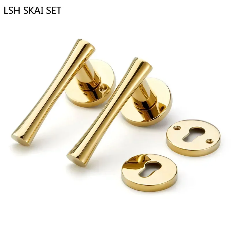 Door Knob with Lock and Key Golden Zinc Alloy Bedroom Split Door Lock Light Luxury Security Door Lock Household Hardware Lockset