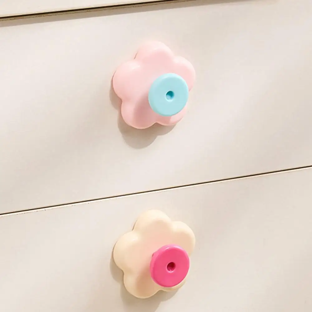 No Damage Cabinet Hook Adhesive Hook Flower Shape Suction Cup Hooks No-drill Plastic Cabinet Handles Rotatable Knob for Kitchen