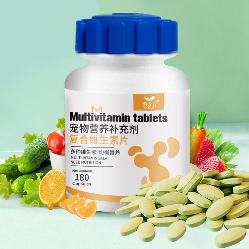 180 Tablets Pet Multivitamin Supplements Beautiful Hair, Improve Immunity, Balanced Nutrition Health Products for Dogs and Cats