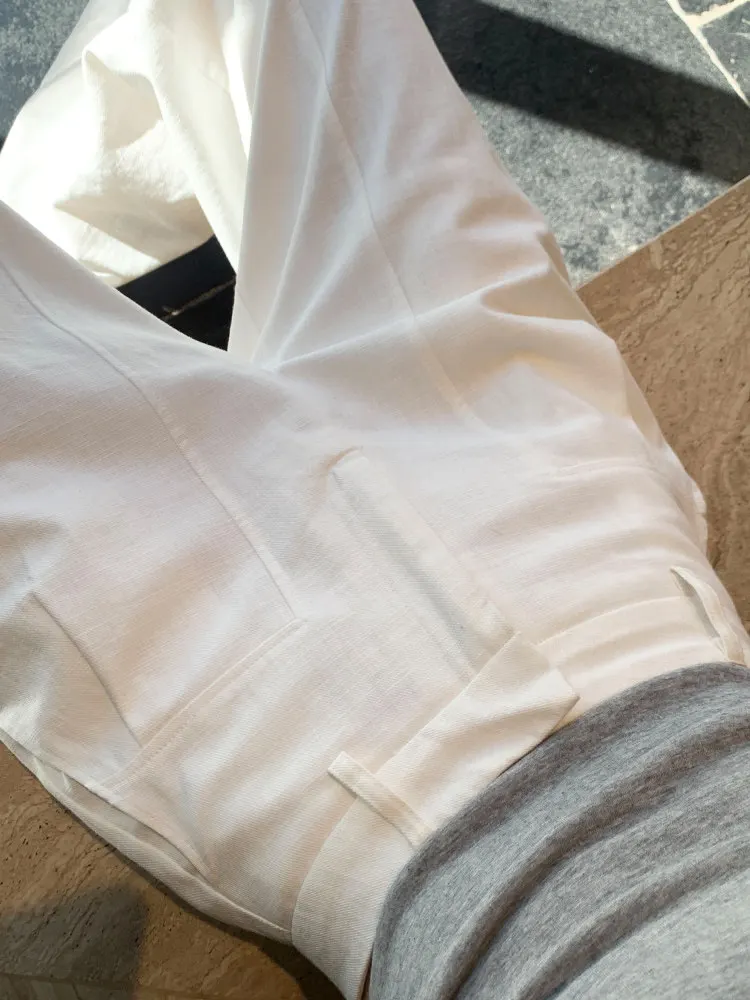 

Женские летние брюки с высокой талией и широкими штанинами из тонкого хлопка и льна, повседневные, прямого кроя, удобные, дышащие