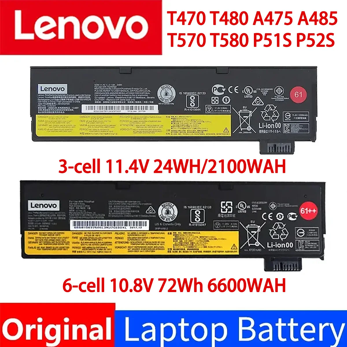 Lenovo ThinkPad T470 T480 A475 A485 T570 T580 P51S P52S TP25 Battery 01AV422 01AV423 01AV424 01AV452 01AV490 01AV427 01AV428