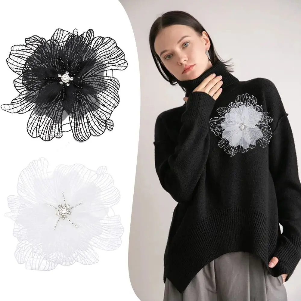 Cloth Fabric Handmade Flower Patches Multilayer Sew On Flower Lace Patches Dress DIY Decorative Appliques Floral Patches