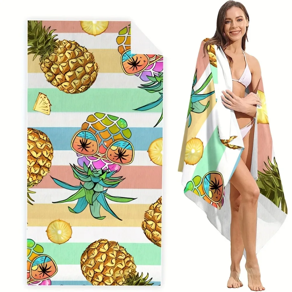 Pineapple Microfiber Beach Towel Fruit Print Quick Dry Sandless Beach Blanket Soft Comfortable for Men Women Camping Pool Towel