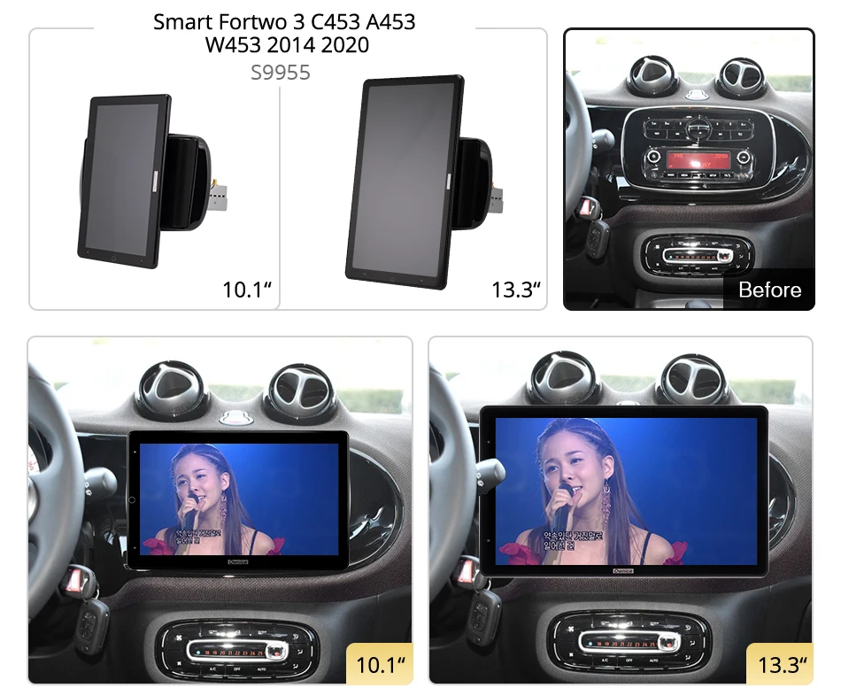 1080P IPS Carplay Android 10.0 6GB 128GB Car Radio Auto for Mercedes-Benz Smart Fortwo 3 C453 A453 W453 2014 2020 13.3 1920*1080