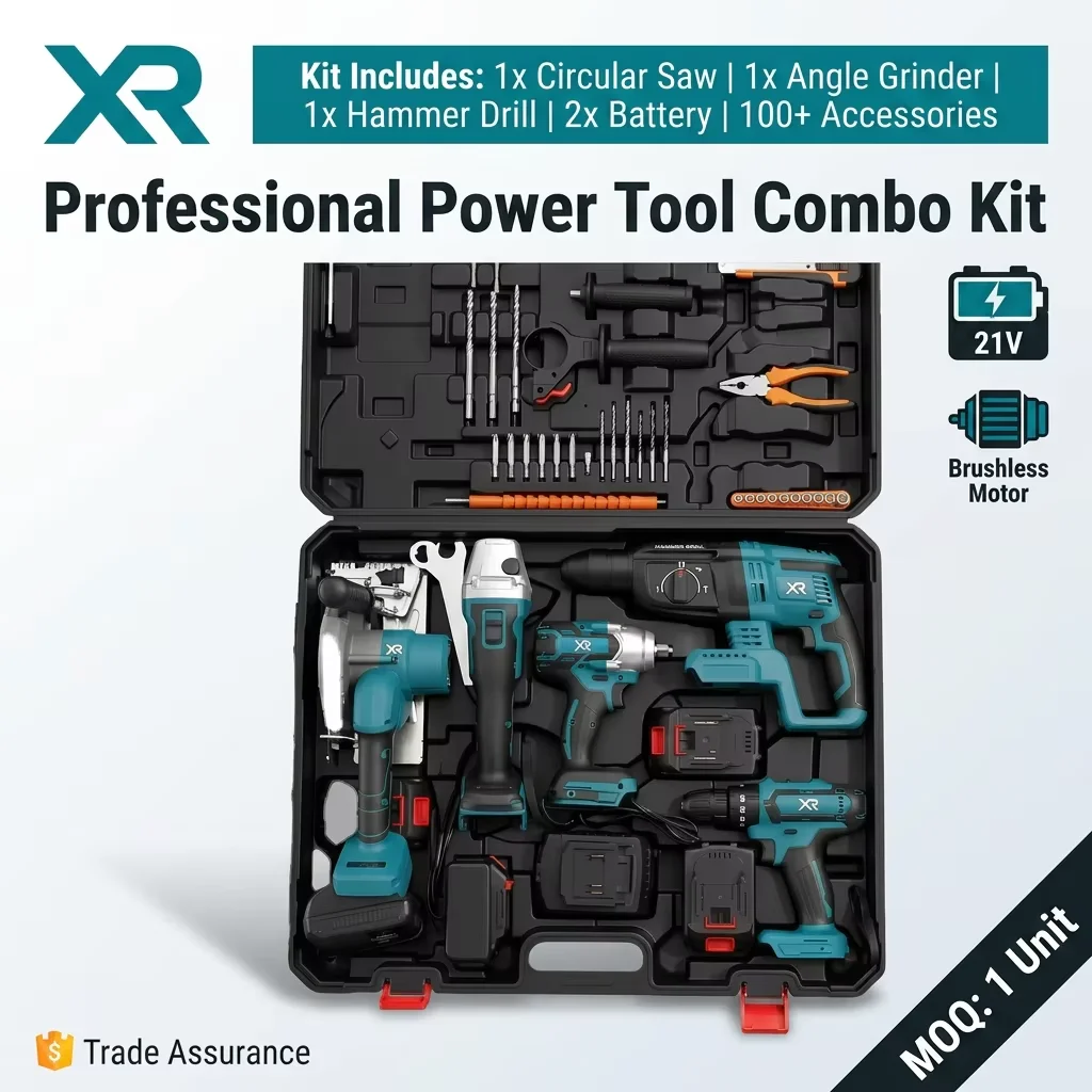 Power Tools Combo Kits - 21V Kabelloses Elektrowerkzeug-Set 2x2,6Ah Lithium-Akku 5-teiliges