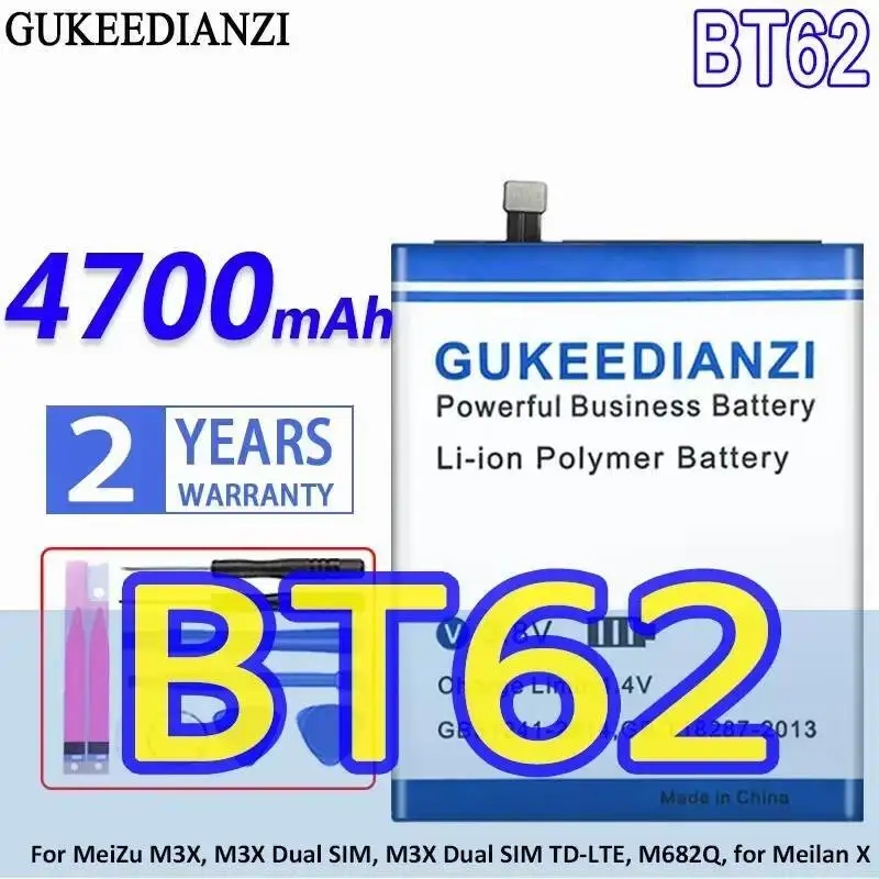 

Mobile Phone Battery Stable For Meizu M3X, M3X Dual SIM, Sim TD-LTE, M682Q, Meilan X 4700Mah BT62 High Performance