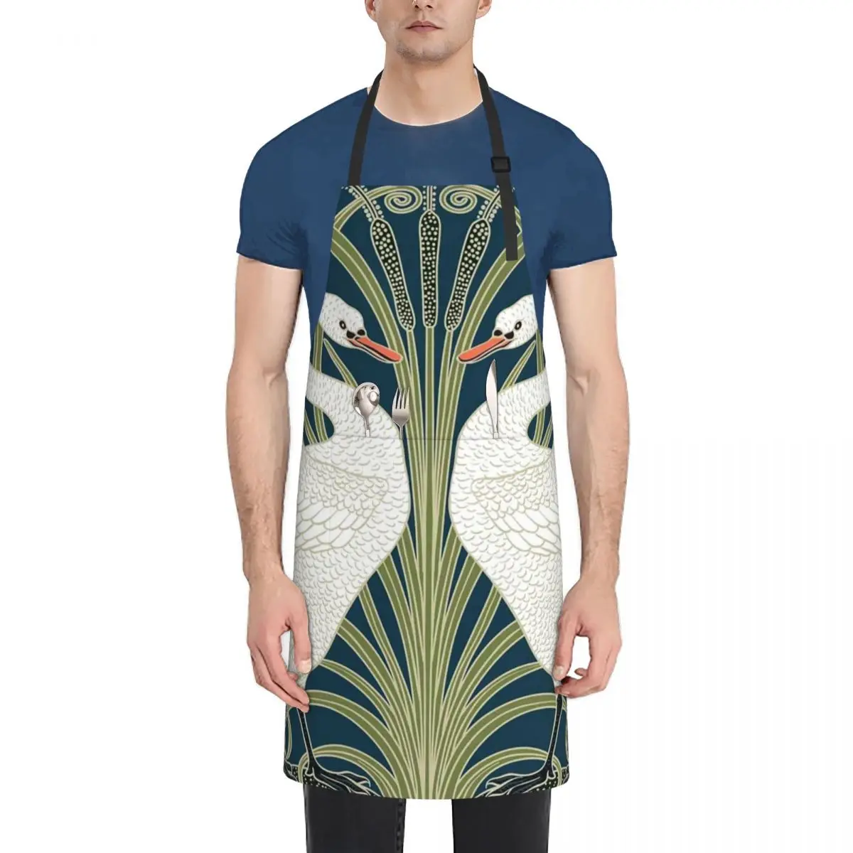 

Swan Rush and Iris by Walter Crane Edit Apron Kitchen Apras Man professional kitchen bib kitchen gadgets Apron