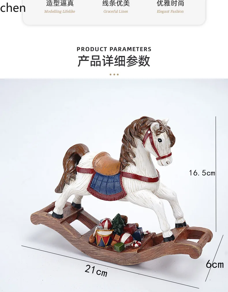 HT Cross-Border Christmas Wooden Horse Resin Craft Christmas Tree Decoration Home Simulation Animal Ornament